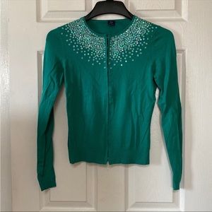 Y2K GAP Teal Sequin Beaded Vintage Cardigan Sweater